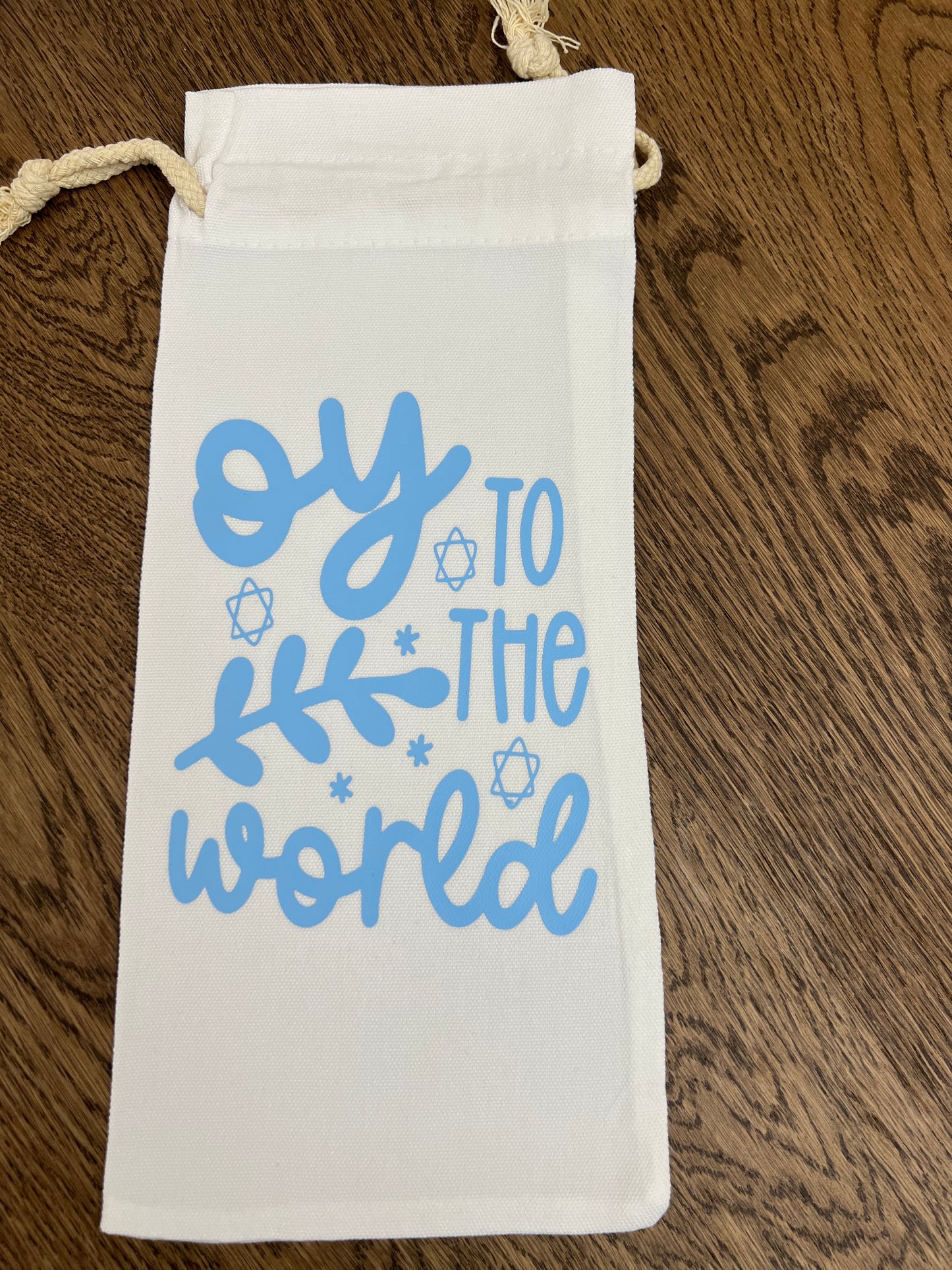 Oy to the World, Holiday wine gift bag or tote