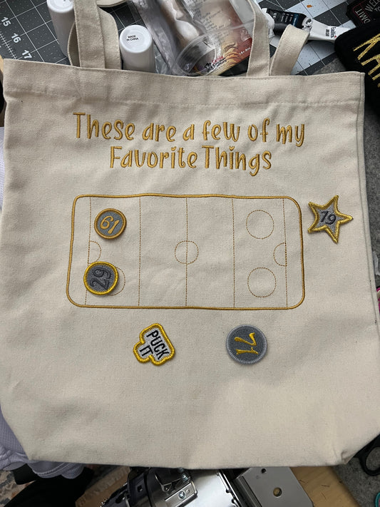 These are a few of my favorite things tote-Hockey themed