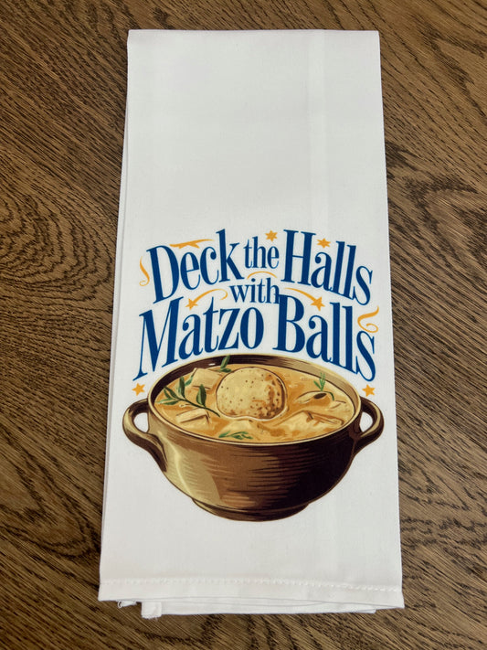 Deck the halls with Matzo Balls- Flour sack towel