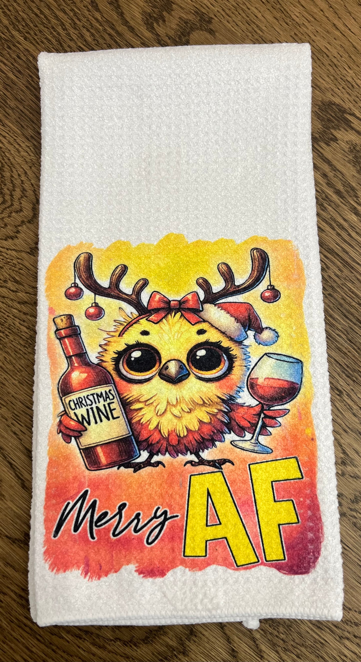 Merry AF, holiday towel