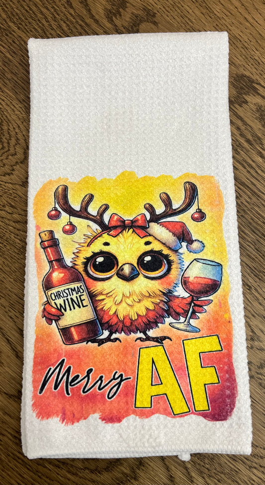 Merry AF, holiday towel
